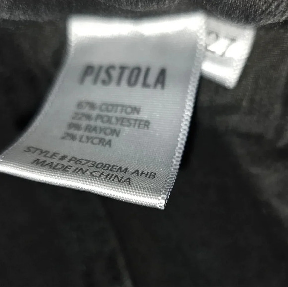 Pistola Aces High Black Distressed Hi-Rise Straight Leg Jeans Stretch Raw Hem - Picture 4 of 8